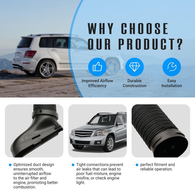 NOVAPARTS 2PCS Air Cleaner Intake Duct Hose Right + Left Side 2720902982 2720902882 for 2010 2011 2012 Mercedes GLK350 Base 4Matic 3.5L - Image 3
